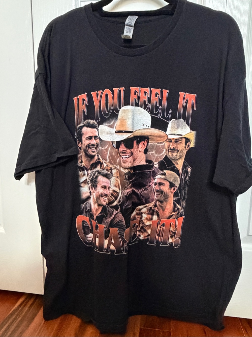 Glen Powell twisters "If You Feel It, Chase It!" graphic tee